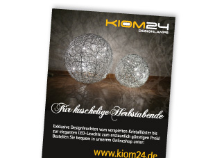 Anzeige für den Designleuchten-Onlineversandhandel KIOM24