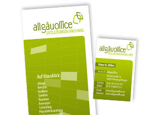 Flyer und Visitenkarten für AllgäuOffice aus Wiedergeltingen