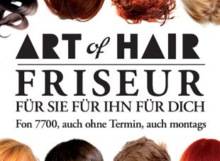Schaufensterwerbung für das Haarstudio Art of Hair in Kaufbeuren